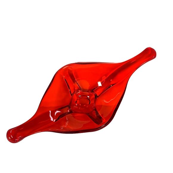 Vintage Viking Art Glass Orange Console Bowl Statement Piece Mid Century Modern - Picture 4 of 7